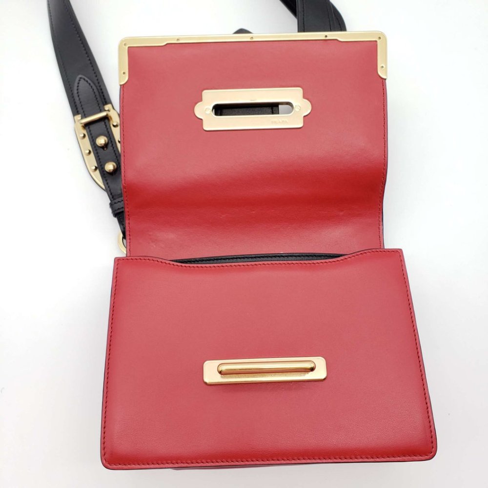 100% Authentic Prada Cahier Leather Red Shoulder Bag - Picture 10 of 14